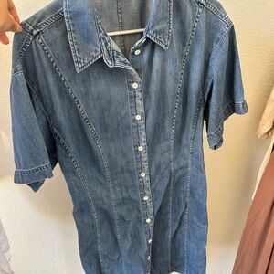 Frame Denim Blue Denim Button-Front Dress